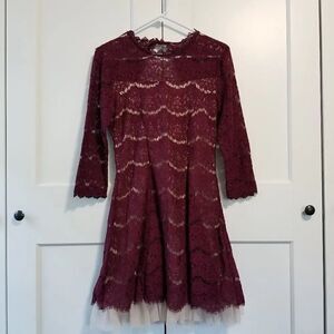 Trixxi lace overlay fit and flare dress